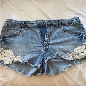 High rise denim shorts